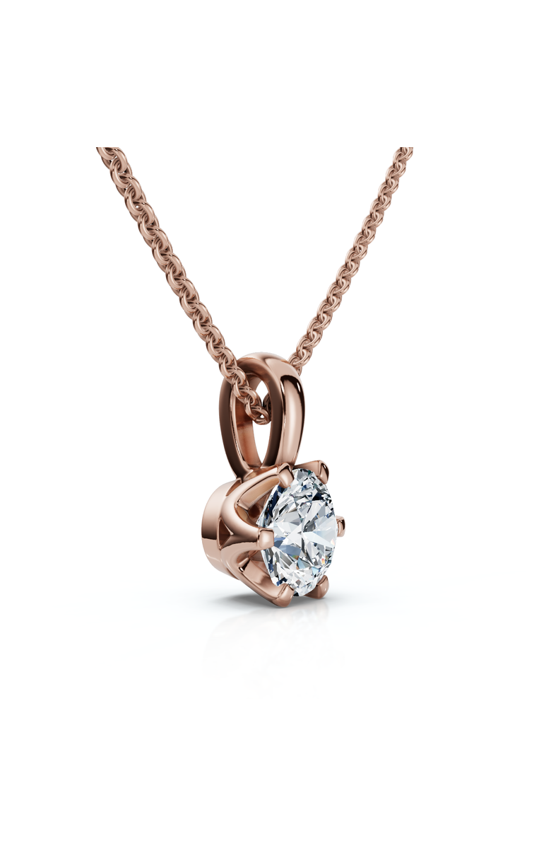 Bliss Diamond 1/4Ct Round Solitaire Brilliant Cut Lab Grown Diamond Pendant 18" Necklace EF/VS, Main, color, Rose Gold