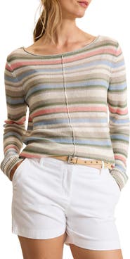 Tommy Bahama Cedar Striped Linen Bateau Neck Sweater