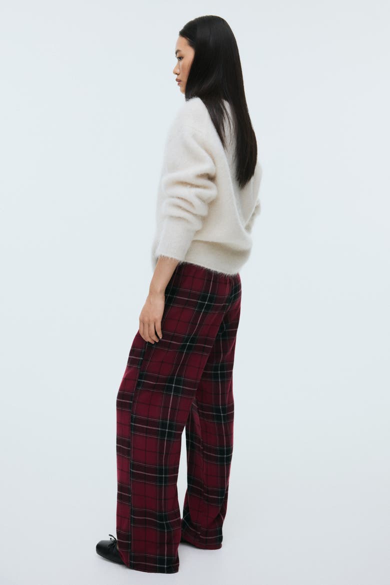 Drawstring Trousers, Alternate, color, Red/plaid