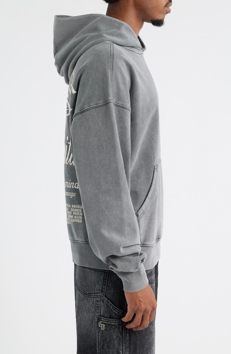 CRIMINAL DAMAGE Logo Mania Oversize Cotton Fleece Hoodie, Alternate, color, Washed Grey