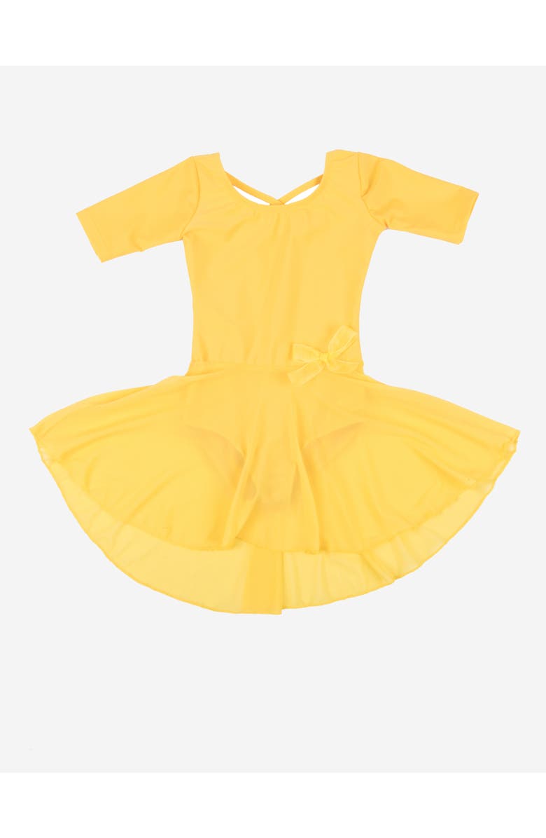 Leveret Girls Short Sleeve Skirted Leotard, Main, color, Yellow
