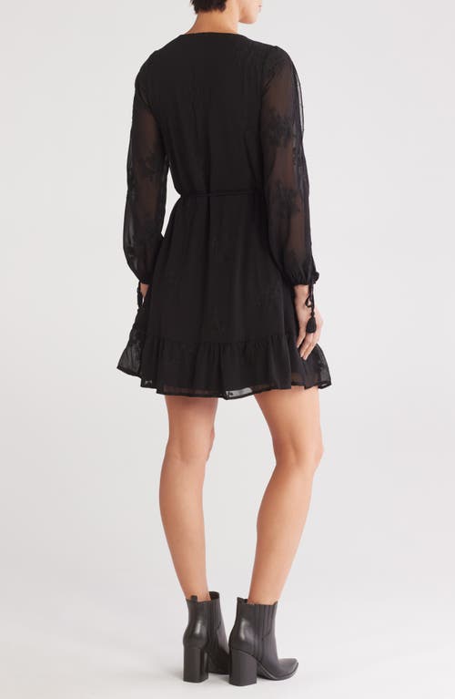 LOVESTITCH LOVESTITCH LONG SLEEVE WRAP MINIDRESS