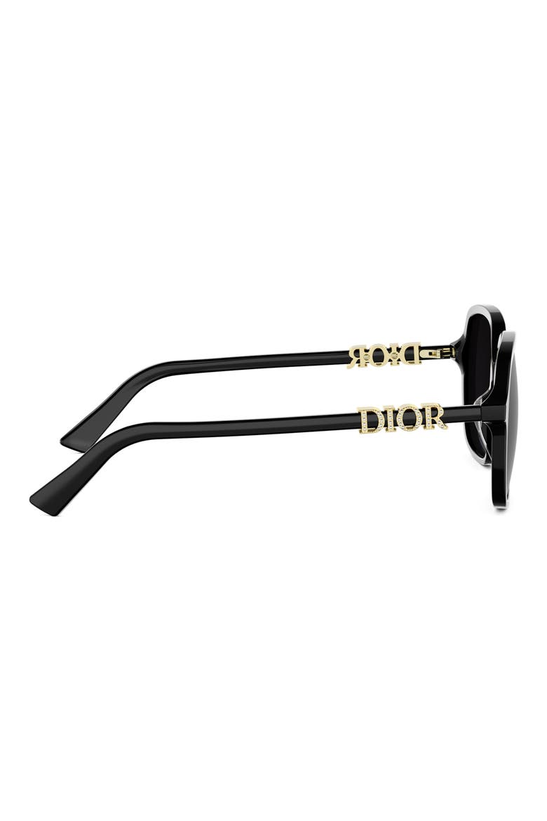 'DiorTreasure S1I 54mm Square Sunglasses, Alternate, color, SHINY BLACK / GRADIENT SMOKE