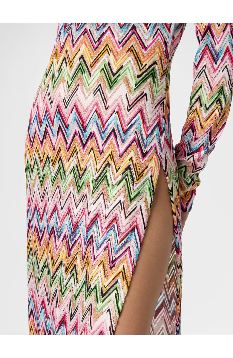 Missoni Long-sleeved Dress In Stretch Viscose With Lace And Zigzag Motif, Alternate, color, Multicoloured
