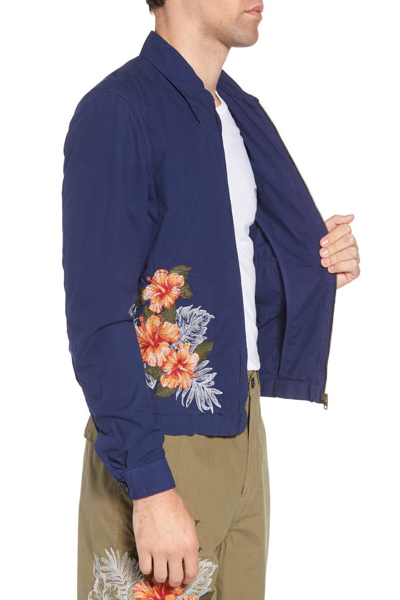 Embroidered Poplin Harrington Jacket, Alternate, color, PATRIOT BLUE