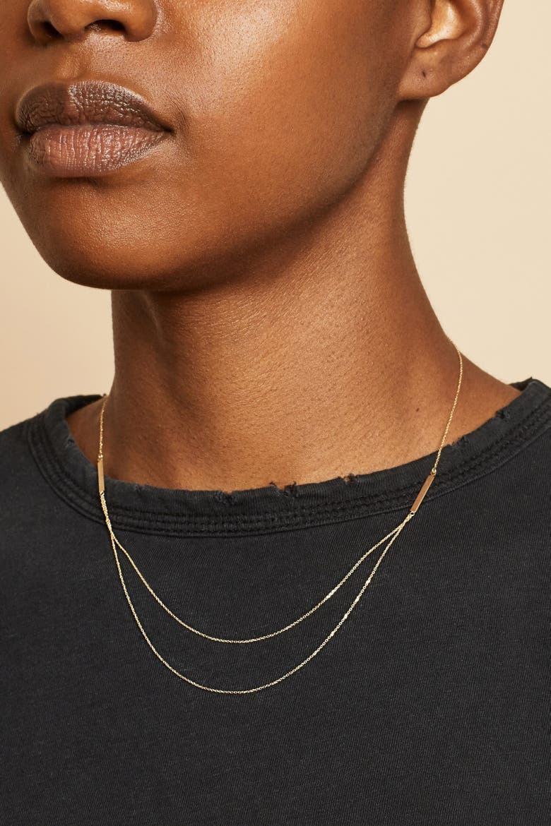 14K Yellow Gold Brooklyn Bar Layered Necklace, Alternate, color, Yellow Gold