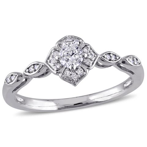 1/5 CTTW Diamond Cluster Engagement Ring 10k