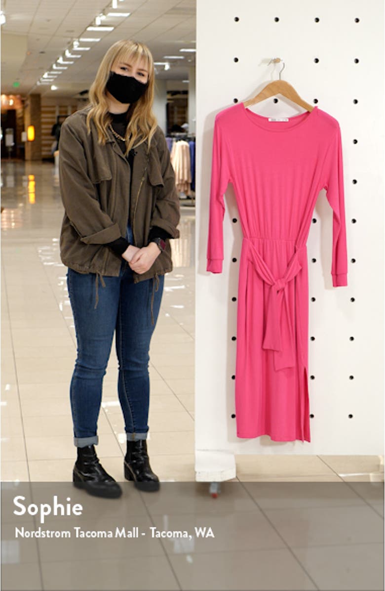 Tie Waist Long Sleeve Midi Dress, sales video thumbnail