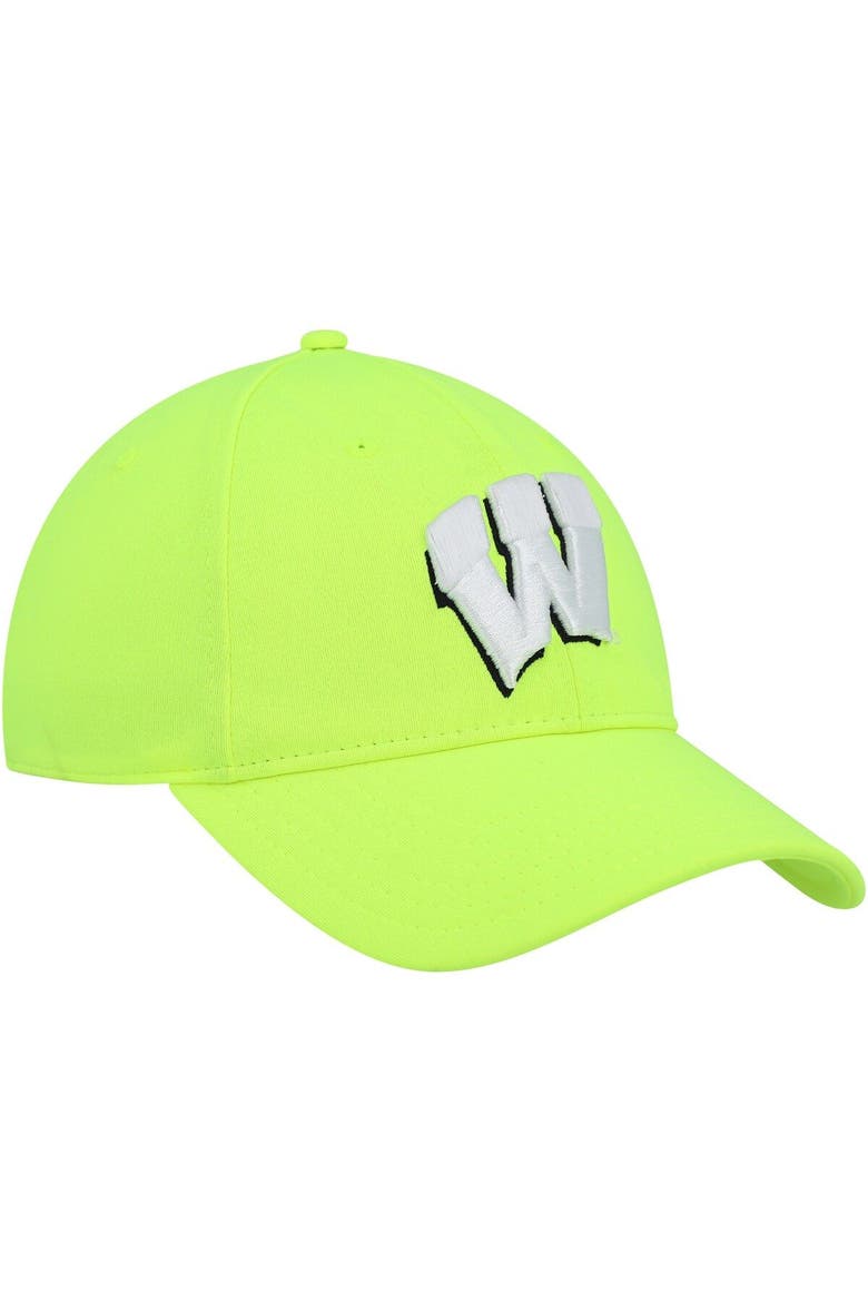 Men's Under Armour  Neon Green Wisconsin Badgers Signal Caller Performance Adjustable Hat, Alternate, color, Neon Green