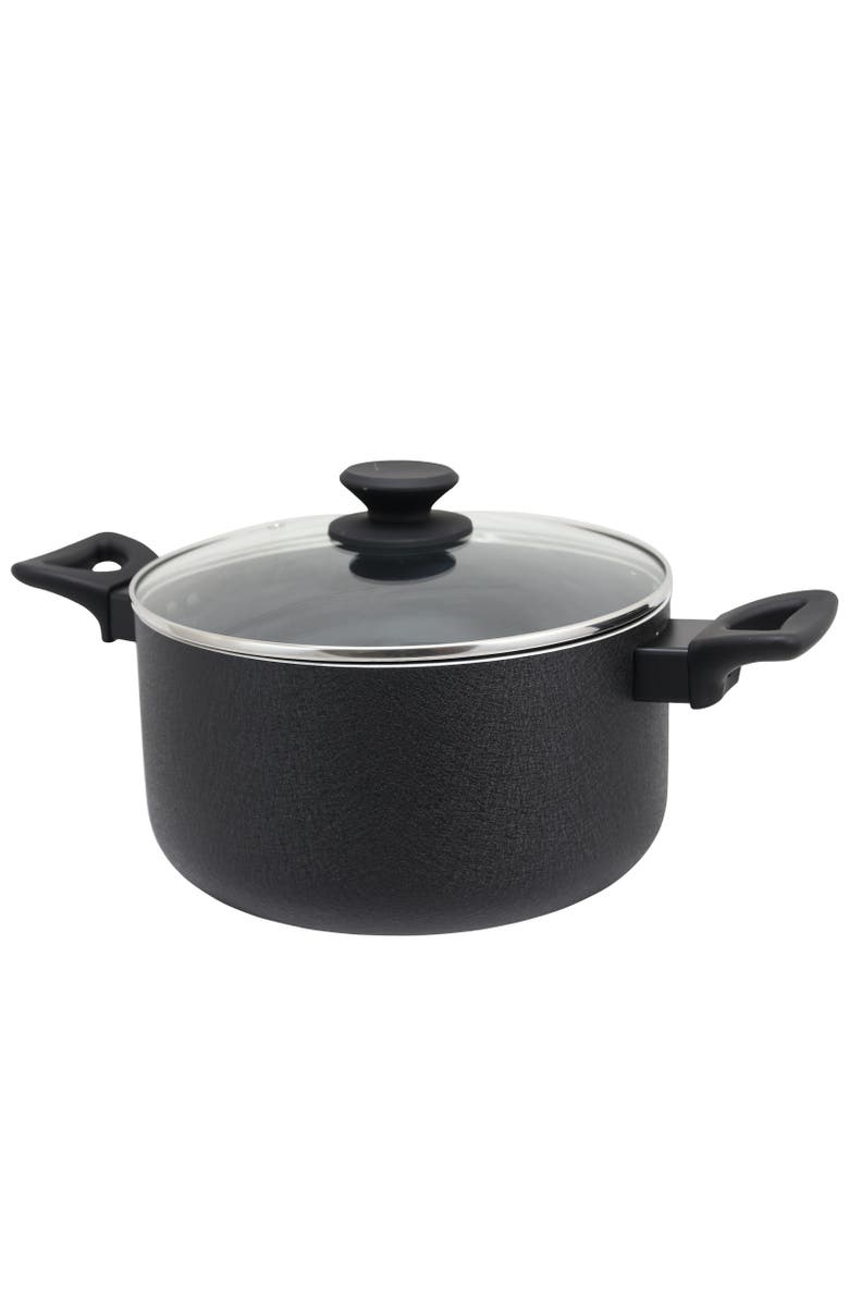 OSTER Ashford 6 Quart Aluminum Dutch Oven with Tempe Glass Lid, Alternate, color, Metallic Silver