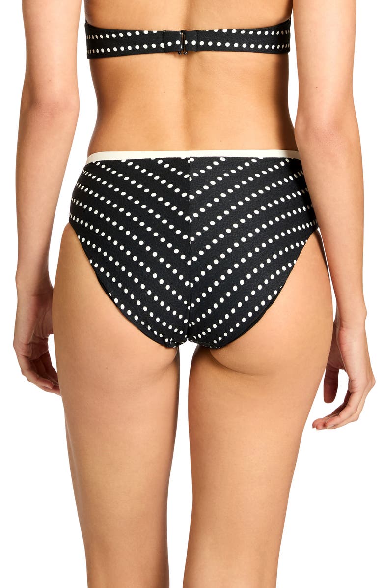 Robin Piccone Millie High Waist Bikini Bottoms, Alternate, color, Black/ Ecru