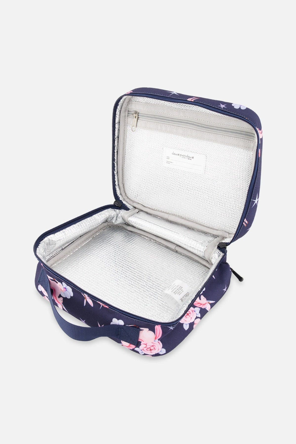 Deux par Deux Unicorn Playful Practical Durable Snack Box, Alternate, color, Navy Unicorn Print