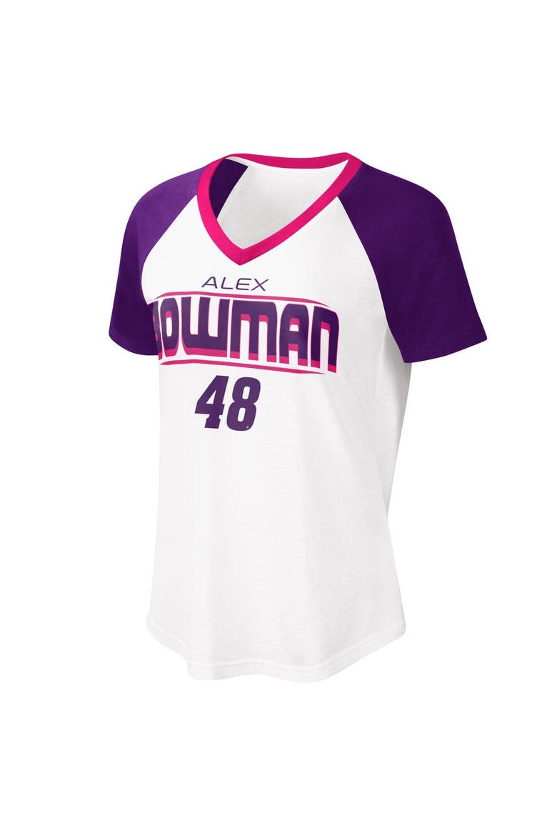Women's G-III 4Her by Carl Banks White/Purple Alex Bowman Overtime V-Neck T-Shirt, Main, color, White
