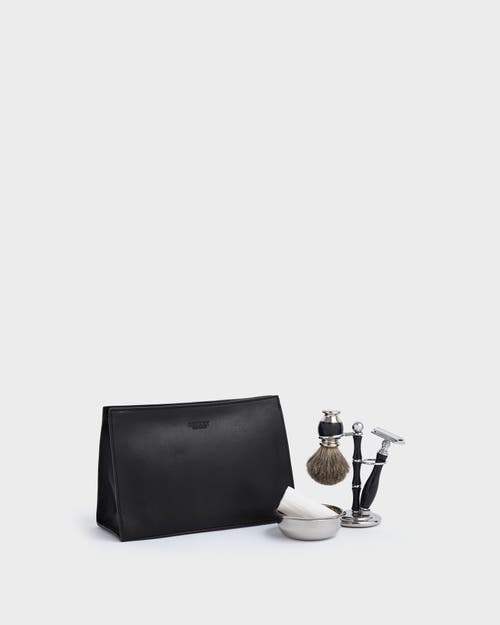 Osprey London The Carter Leather Washbag In Black