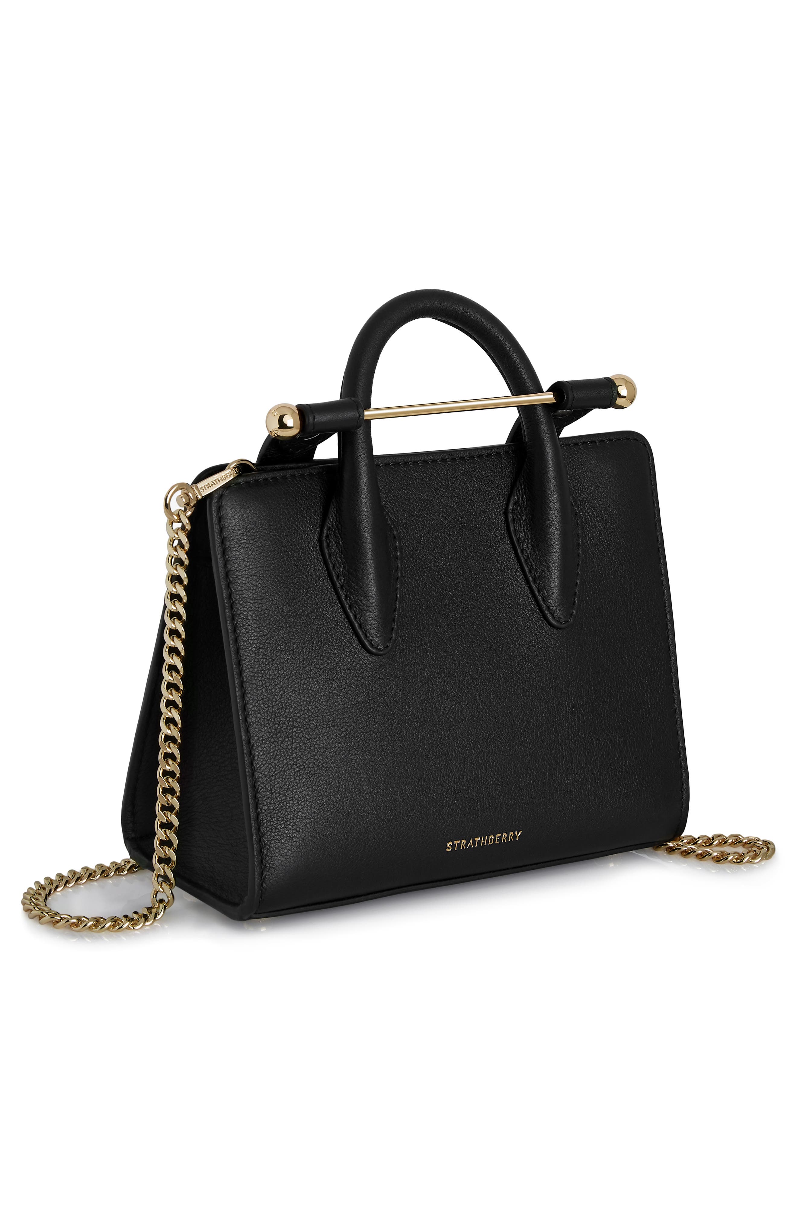 Strathberry Nano Leather Tote, Alternate, color, Black