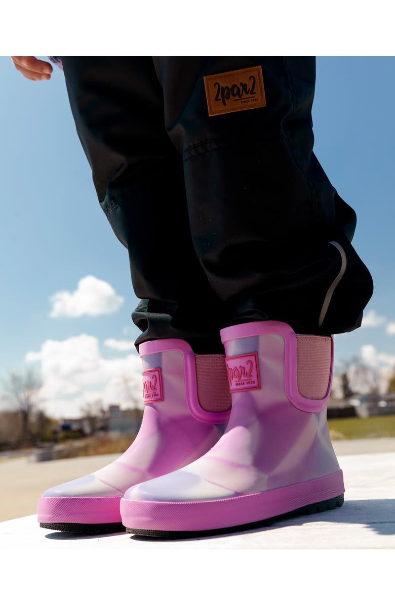 Deux par Deux Baby Girl's Short Rain Boots Printed Foil Pastel, Alternate, color,
