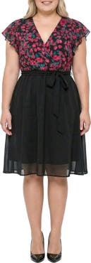 Standards & Practices Floral & Solid Belted Dress
