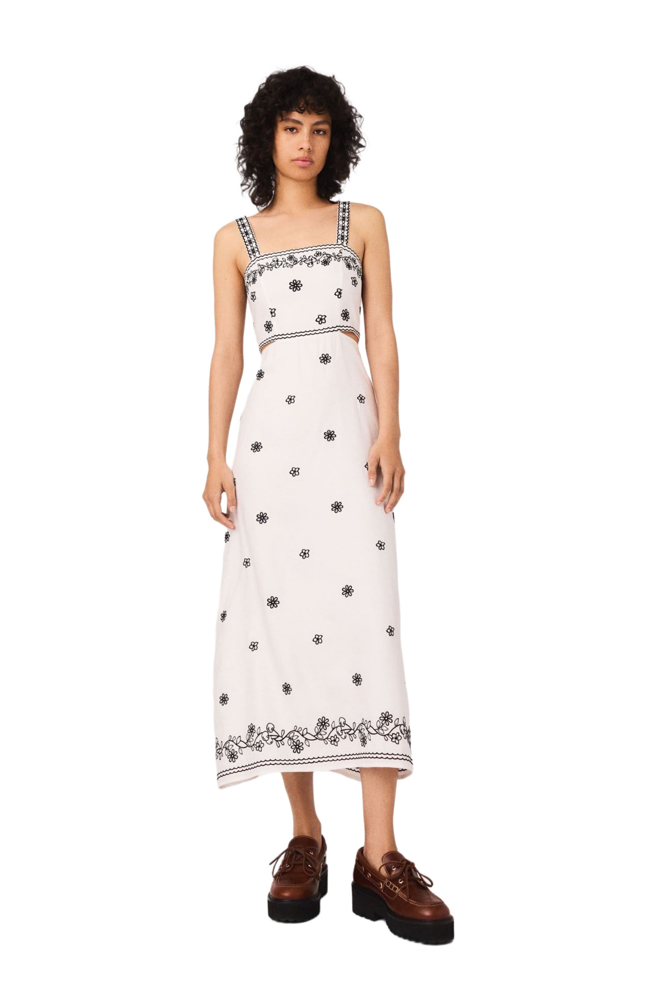 Embroidered cut-out maxi dress