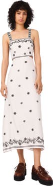 maje Embroidered cut-out maxi dress
