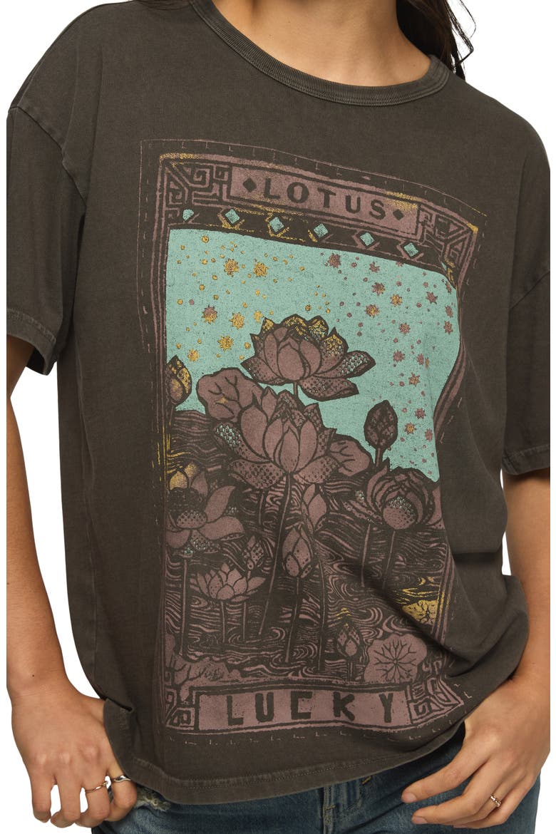 Lucky Lotus Graphic Oversized T-shirt, Alternate, color, RAVEN