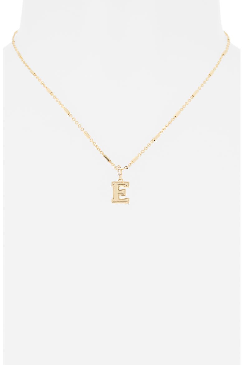 Varsity Font Cubic Zirconia Initial Pendant Necklace, Alternate, color, E- GOLD