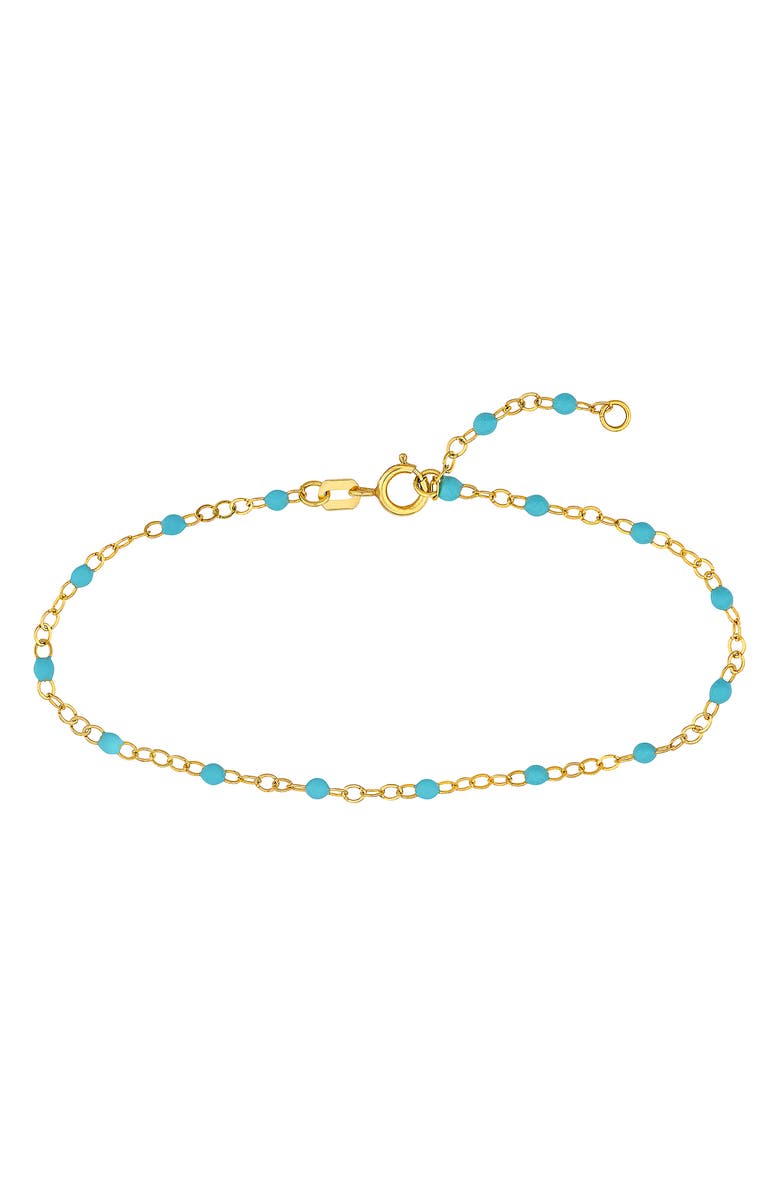 HAWLEY ST 14K Gold Turquoise Enamel Beaded Chain Bracelet, Main, color, 