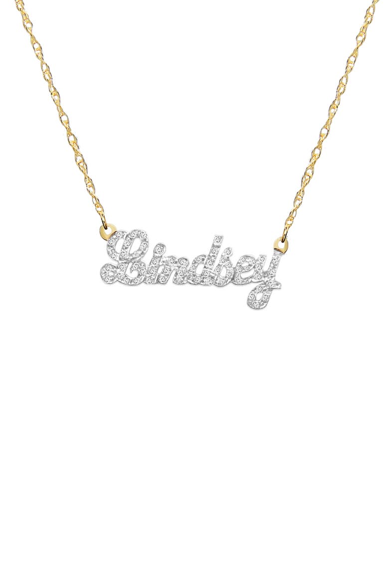 Personalized Nameplate Diamond Pendant Necklace, Main, color, 14K YELLOW GOLD