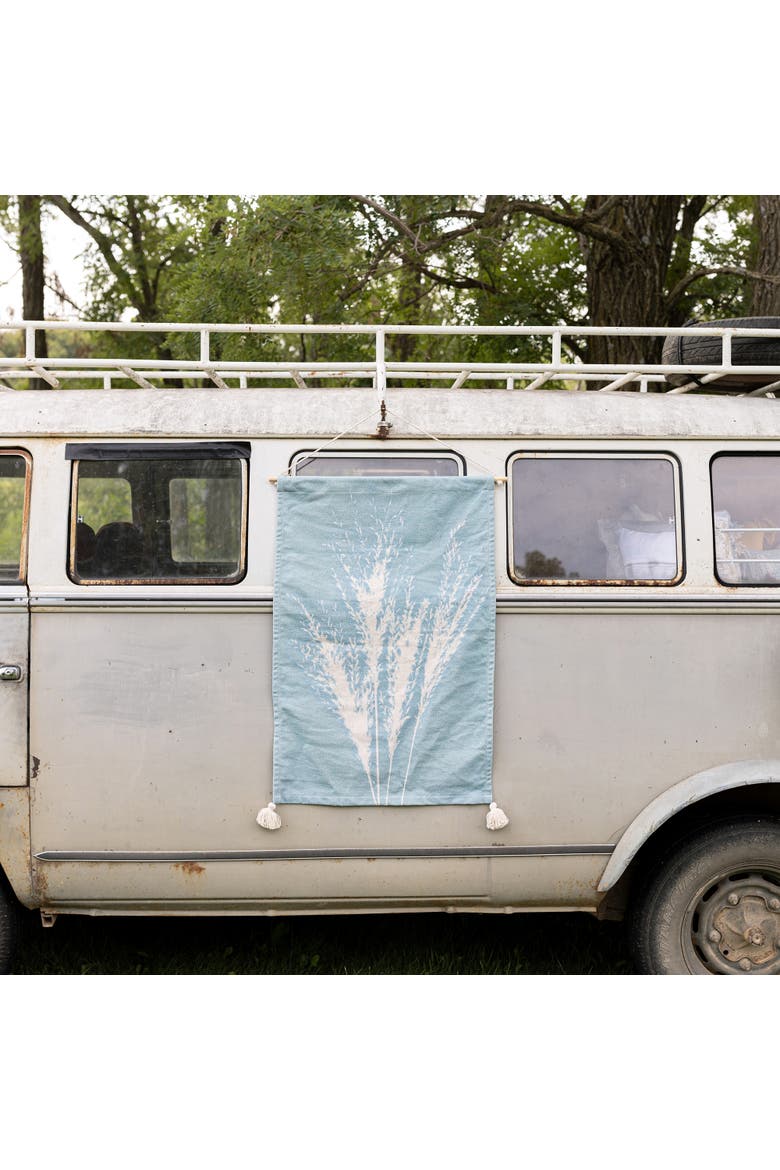 Pampas Grass Tapestry Blue Cotton, Alternate, color, Blue