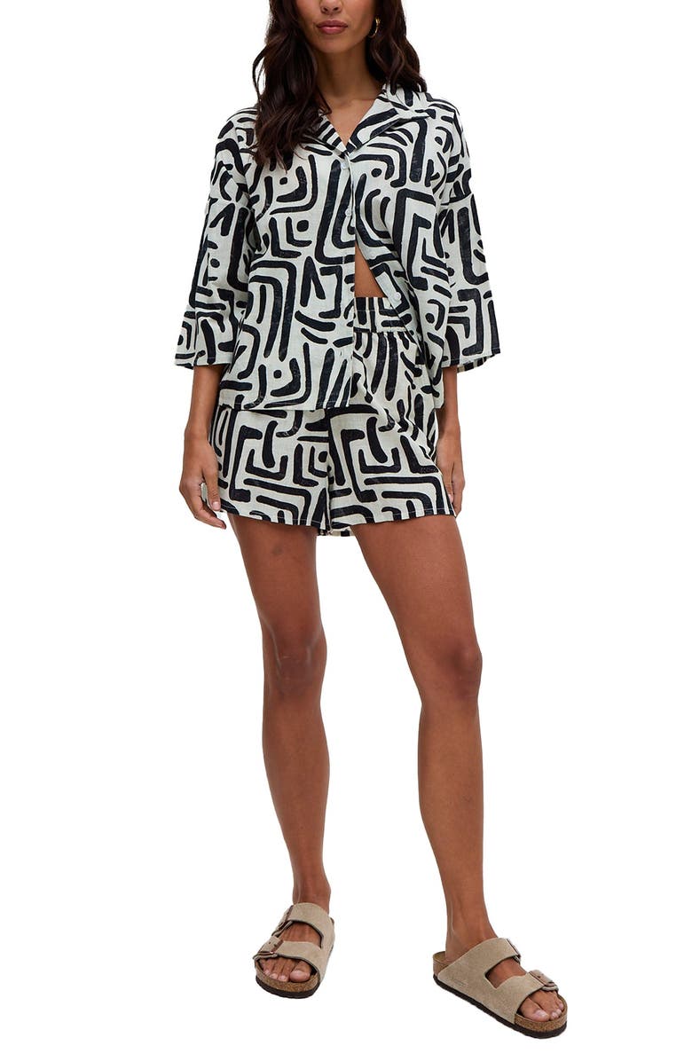 Raffya Nicola Paperbag Waist Warhol Print Short, Alternate, color, Black