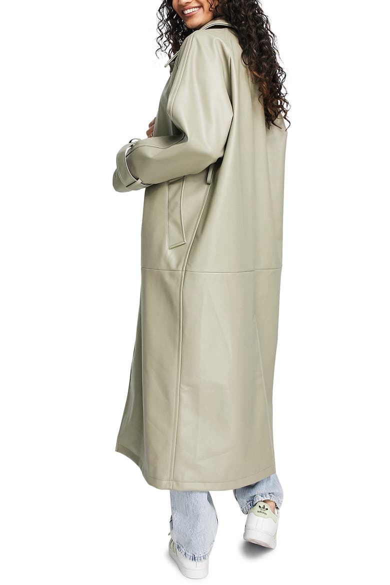 Faux Leather Trench Coat, Alternate, color, BEIGE