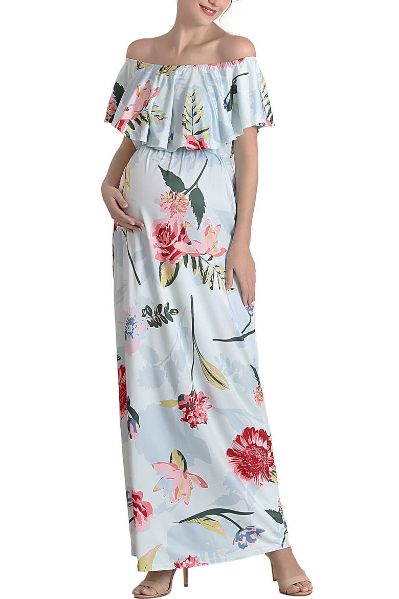 Deya Off the Shoulder Maternity/Nursing Maxi Dress, Alternate, color, Multicolored