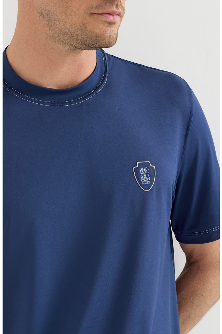 Comfort nylon crew neck T-shirt with logo, Alternate, color, Avio Blue