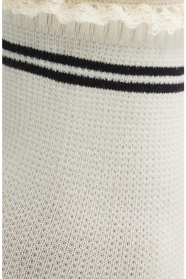 Pointelle Knit Stripe Quarter Socks, Alternate, color, IVORY