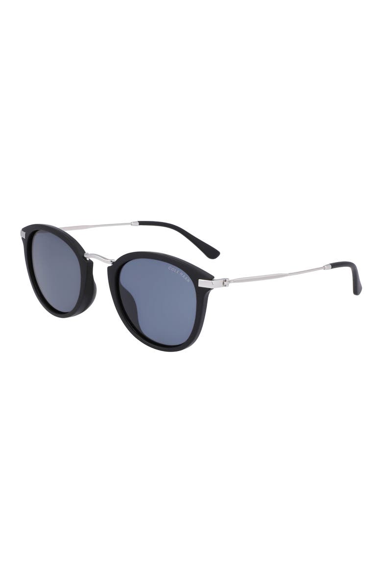 50mm Polarized Round Sunglasses, Alternate, color, BLACK