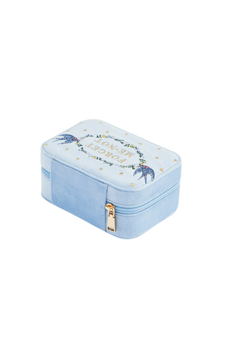 Fable England Forget Me Not Velvet Embroidered Large Jewellery Box, Alternate, color, Light/Pastel Blue