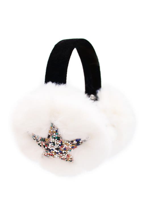 Surell Kids' Sparkle Appliqué Faux Fur Earmuffs In Black