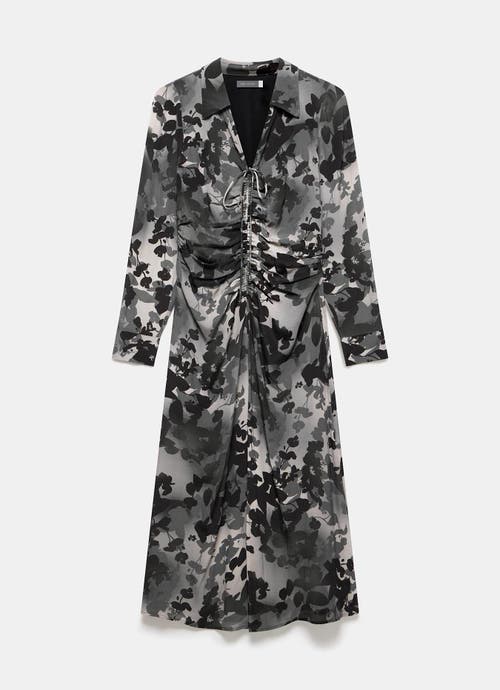 Mint Velvet Floral Print Midi Dress With A Collar In Black