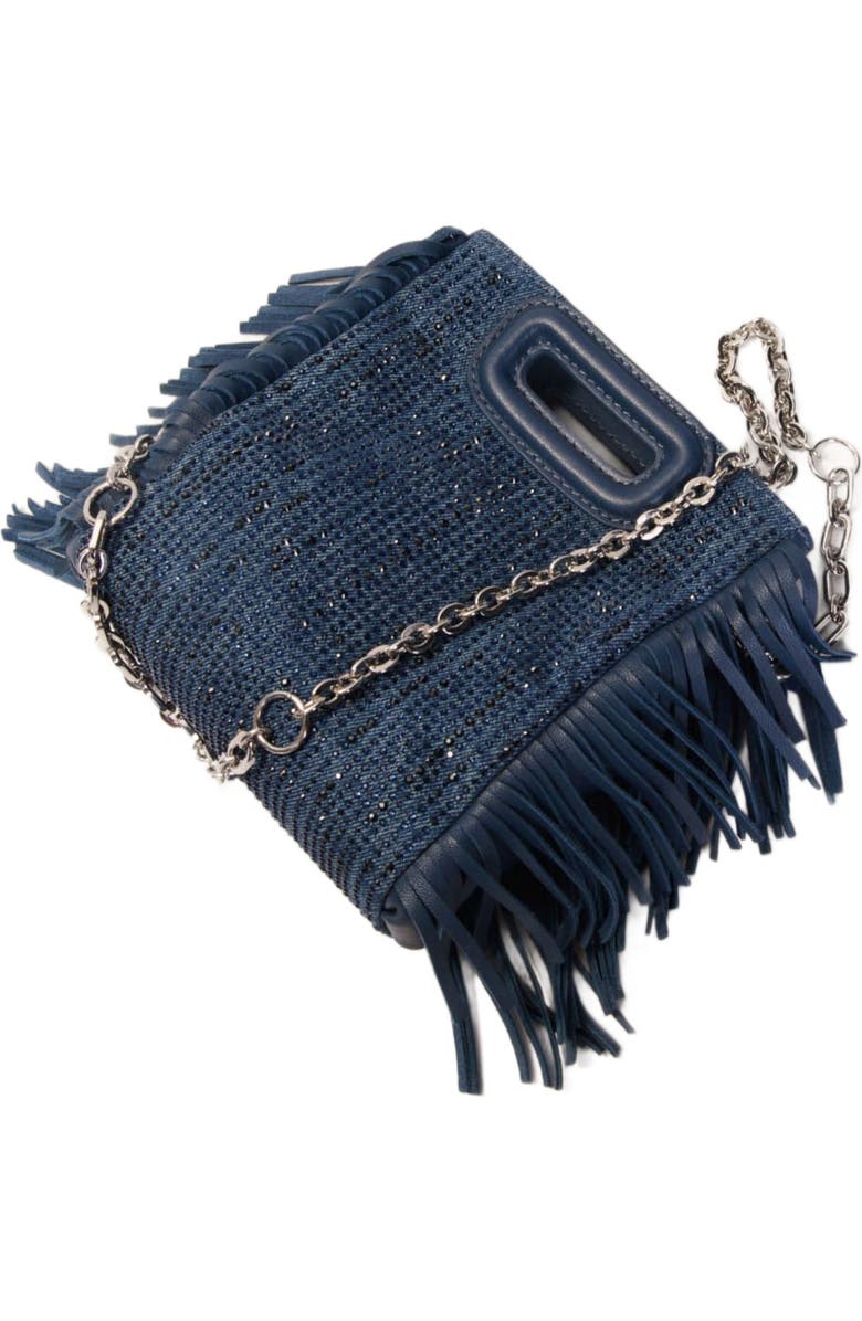 maje Rhinestone denim M Mini bag, Alternate, color,