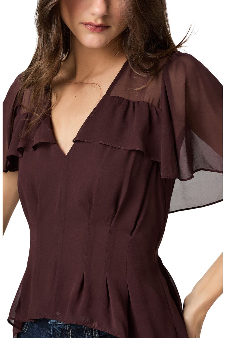 Willa Ruffle Chiffon Top, Alternate, color, AUBERGINE