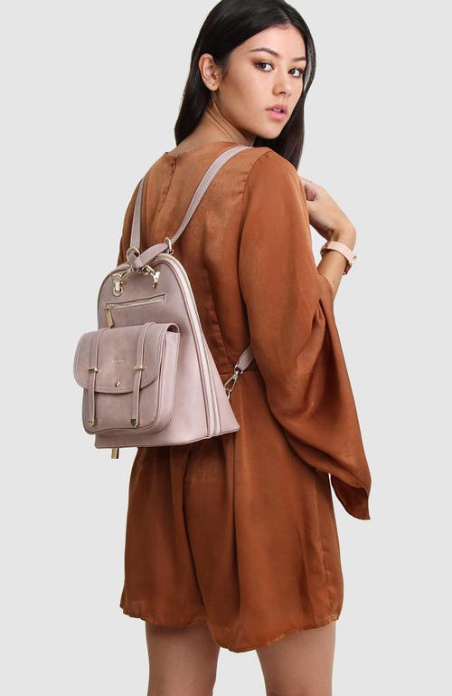 Belle & Bloom 5th Ave Leather Backpack In Dusty Pink