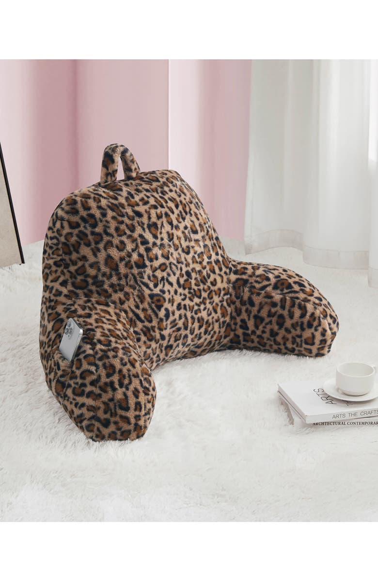 Juicy Couture Faux Fur Backrest Pillow, Alternate, color, Leopard