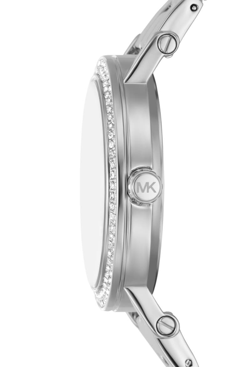 Corey 3-Hand Quartz CZ Pavé Bracelet Watch, 38mm, Alternate, color, SILVER