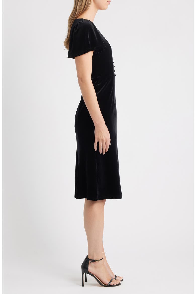 Flared Sleeve Velvet Dress, Alternate, color, ANNE BLACK