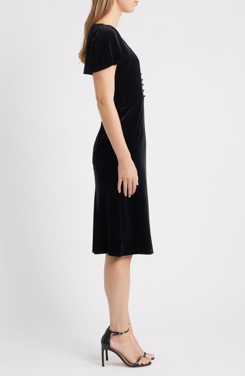 Anne Klein Flared Sleeve Velvet Dress, Alternate, color, Anne Black