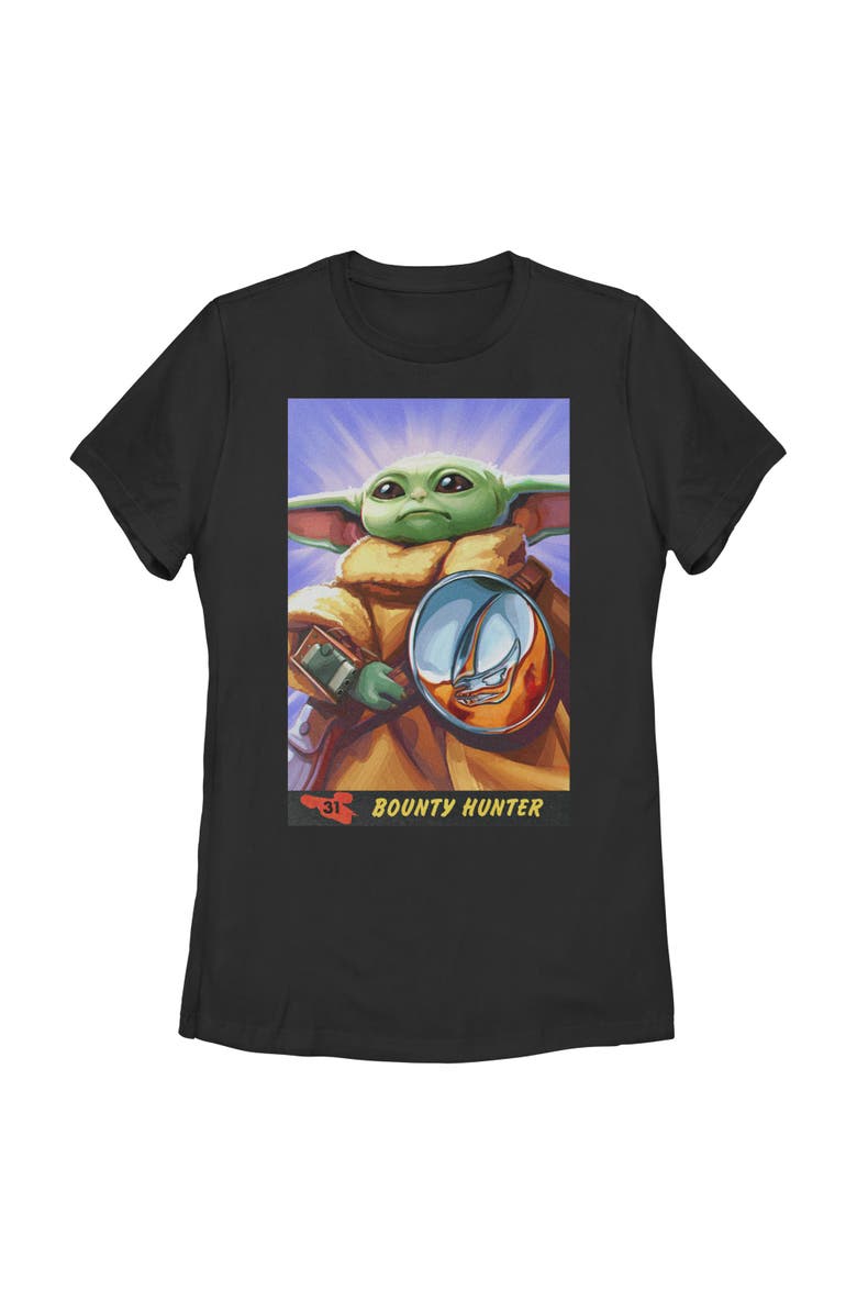 Star Wars: The Mandalorian and Grogu Women's Star Wars The Mandalorian and Grogu The Child Bounty Hunter Comic Art  Graphic T-Shirt, Main, color, Black