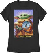 Star Wars: The Mandalorian and Grogu Women's Star Wars The Mandalorian and Grogu The Child Bounty Hunter Comic Art  Graphic T-Shirt