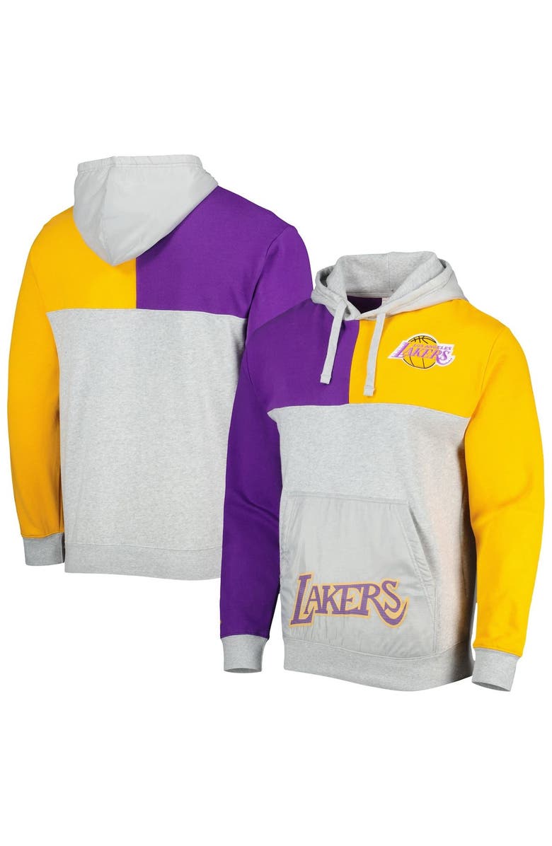Mitchell & Ness Men's Mitchell & Ness  Heather Gray Los Angeles Lakers Tie-Breaker Pullover Hoodie, Main, color, 