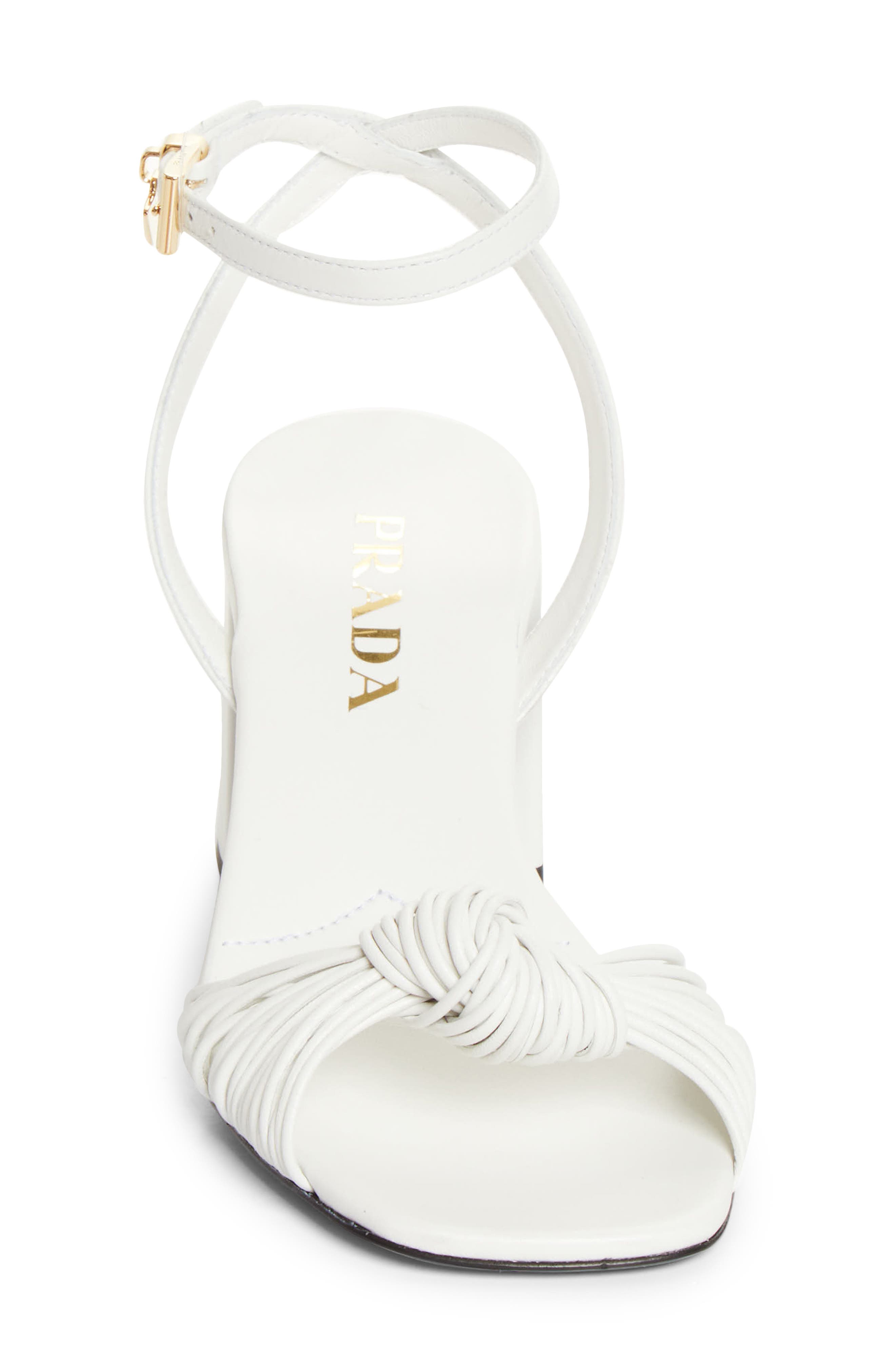 Prada Cage Sandal, Alternate, color, Bianco
