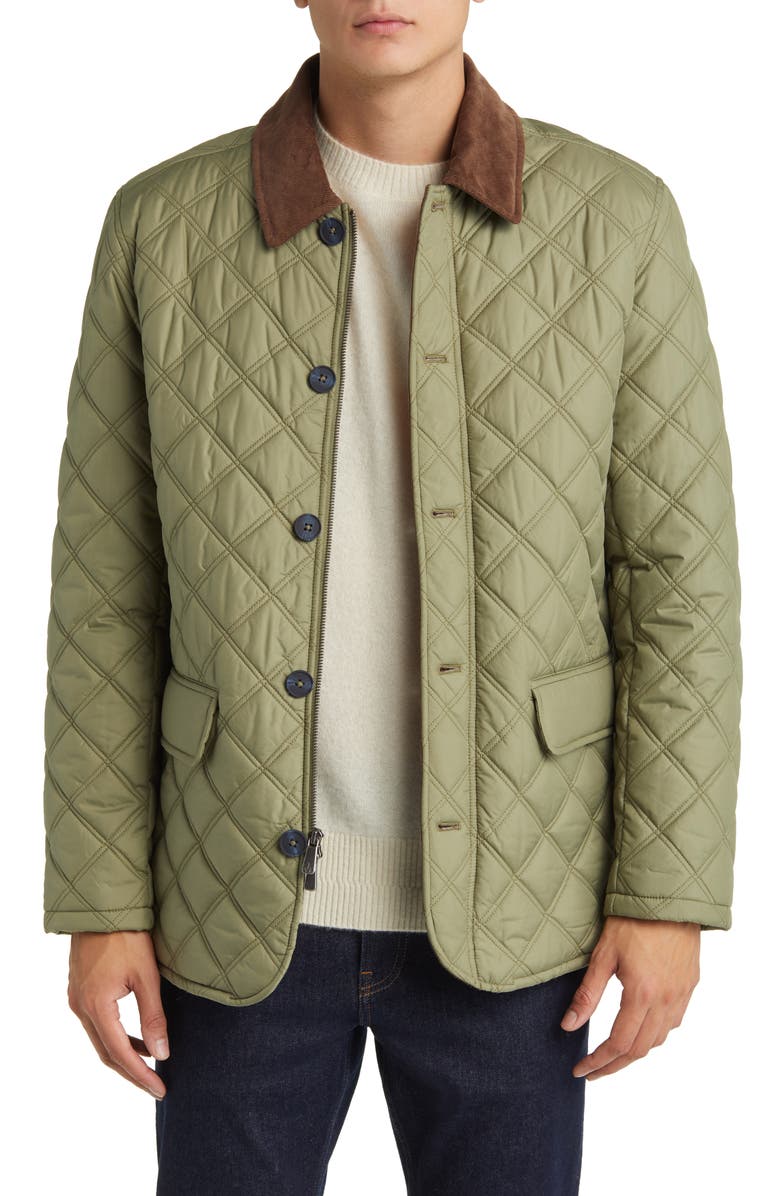 Brooks Brothers Diamond Quilted Water Repellent Walking Coat, Main, color, 