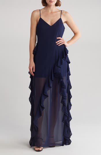 Milly Ruffle Milly Raya Ruffle Chiffon Maxi Dress | Nordstromrack